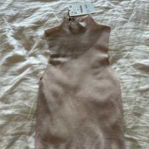 NWT Zara High Neck Tank Tan Size M